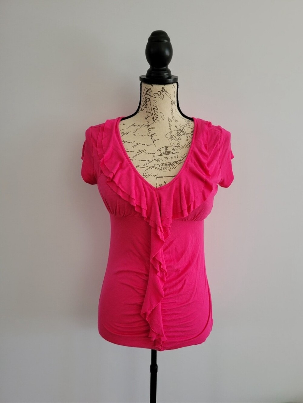 Candie's Vintage Hot Pink Ruffle Y2K V-Neck Blouse Size L